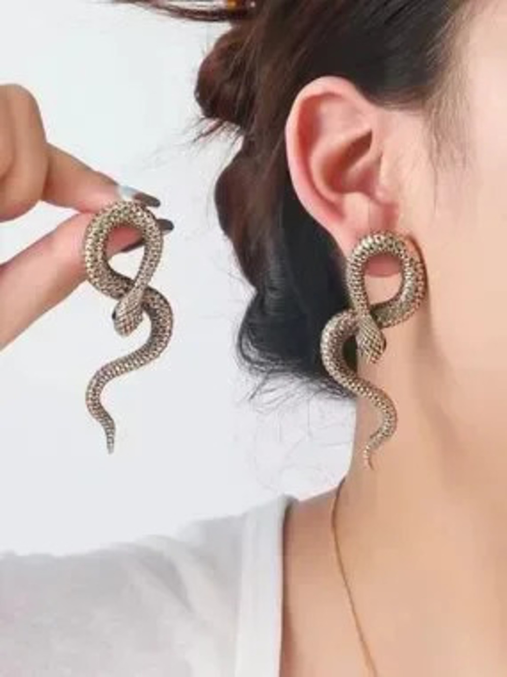 Anthropologie Gold Snake Drop Earrings